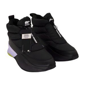 SOREL Black & White Ona III Puffy Zip Waterproof Ankle Boots Womens Size 10